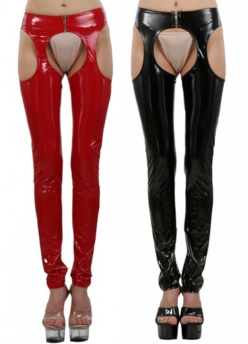 Damen chaps leggings wetlook - leggings,