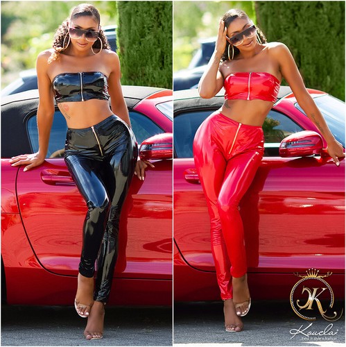 Koucla high waist hose wetlook - hose,
