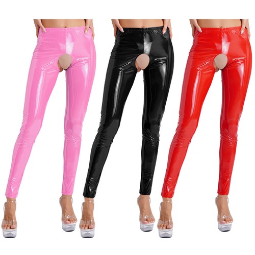 Damen lackleder leggings - lackleder,
